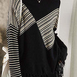 Casual Mock Neck Fringe Knitwear in 2 Colors