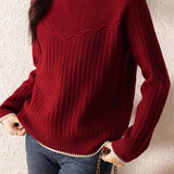 Casual half - high - neck knitted sweater