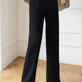 High-waisted straight casual pants