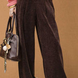 Chenille ribbed wide-leg pants