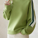 Contrast - color spliced round - neck sweatshirt