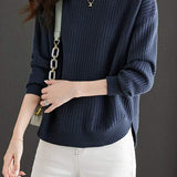 Solid Color Versatile Knit Base Layer Top