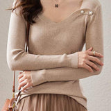 Fashionable Square Neck Long Sleeve Knit Top