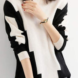 Fashion color-blocking knitted sweater