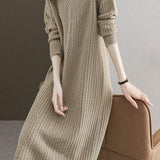 Simple and Comfortable Long Jacquard Knit Dress in 2 Colors