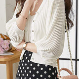 Puff-sleeved loose knitted coat