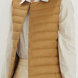 Solid Color Round Neck Duck Down Vest