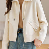 Leisure stand-collar woolen coat with zipper