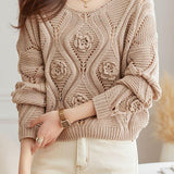 Loose Fit Casual Hollow-Out Knit Sweater