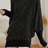 Half High Neck Irregular Batwing Sleeve Knit Sweater