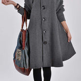 High Neck Raglan Sleeve Melton Coat - 2 Colors Available