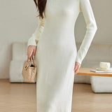 Elegant Square Neck Knit Dress