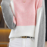 Loose and casual two-tone sweater