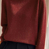 Half turtleneck beaded knitted shirt