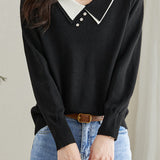 Doll-collar casual long-sleeved knitted sweater