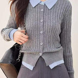 Faux Two-Piece Spliced Knit Sweater