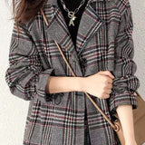 Fashionable Casual Minimalist Plaid Wool Coat