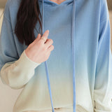 Gradient hooded knitted sweatshirt