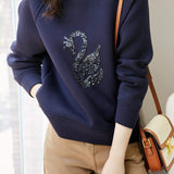 Round Neck Sequin Decor Sweatshirt - 4 Colors Available