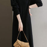 Simple and Comfortable Long Jacquard Knit Dress in 2 Colors