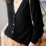 Elegant V-Neck Knit Cardigan