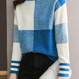 Bottle Neck Drop Shoulder Bi-Color Knit - 3 Colors Available