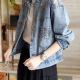 Sequin-Spliced Denim Jacket