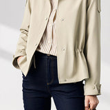 Short Trench Coat with Drawstring Waist