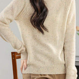 Semi-High Neck Dotted Sheer Shoulder Long Sleeve Top