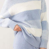 Striped color-blocking pajama set