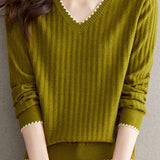 V-neck versatile ribbed knitwear