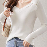 Fashionable Square Neck Long Sleeve Knit Top