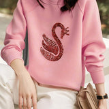 Round Neck Sequin Decor Sweatshirt - 4 Colors Available