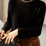 Elegant Ruffle Collar Knit Sweater