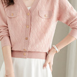 V-neck knitted cardigan