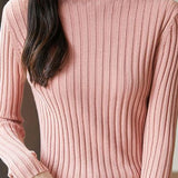 Slim ribbed half turtleneck sweater