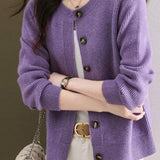 Solid-color short sweater outerwear