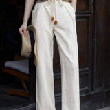 Woven Belt Casual Maxi Pants - 3 Colors Available