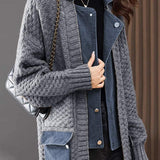 Spliced knitted cardigan coat