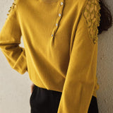 Elegant Mesh Panel Knit Sweater