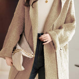 Hooded Mid-Length Sweater Coat