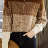 Half-zip lazy-style gradient sweater