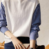 Striped Contrast Open Knit Shirt