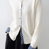 Retro Plaid Patchwork Knitted Cardigan