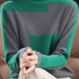 High Neck Color Block Knit Top in 4 Colors