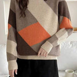 Casual Loose Color Block Mock Neck Sweater in 4 Colors