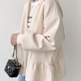 Ruffled Hooded Sweatshirt Jacket