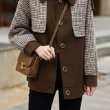 Casual Houndstooth Wool Blend Coat in 2 Colors