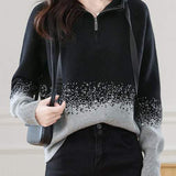 Loose hooded pullover knitted sweater