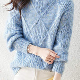 Lazy-style colored-dot knitted bottoming sweater